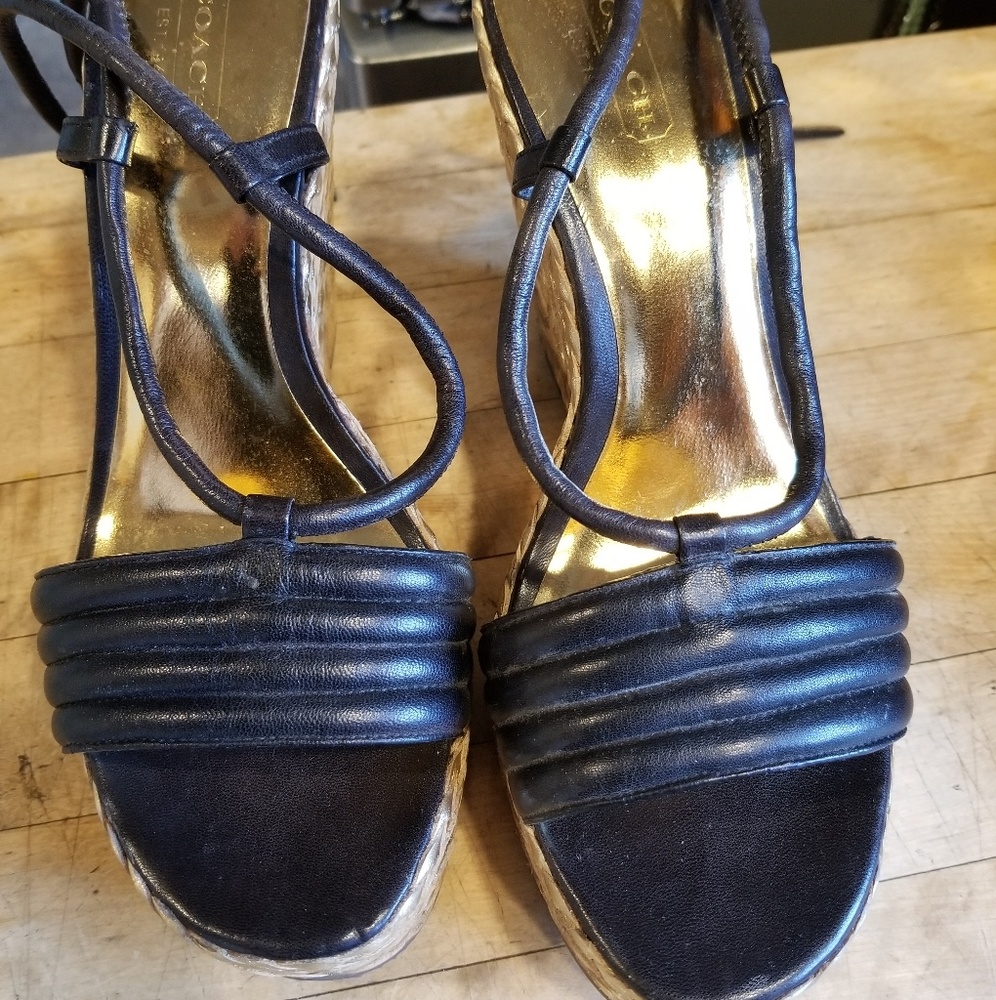 Coach Size 7.5 Leather Platform Sandals